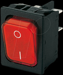 01835.3102-01 Rocker switch, 2-pin, OFF, red, I-O, illuminated