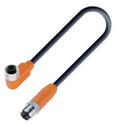 RSTS 4-RKWTS 4-288/1 M PUR czarny, 4x0,34mm2 + ekran podłączony do nakrętki, gniazdo kątowe M12x1 + wtyk prosty M12x1, LUMBERG 9