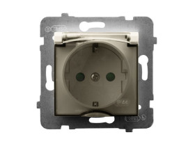 ARIA Gniazdo hermetyczne z uziemieniem schuko IP-44 wieczko przezroczyste z przesłonami torów prądowych ecru GPH-1USP/m/27/d OSP