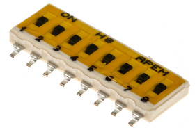 Przełącznik DIP 8-pozycyjny SPST SMD 100 mA przy 24 V DC -40 → +100°C