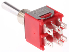 Przełącznik Wł.-wł.-wł. średnica wycięcia 4.95mm DPDT RS PRO Montaż panelowy długość przełącznika 9.4mm