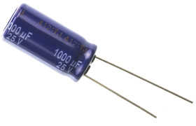 Kondensator 1000μF 25V dc Radialny, Otwór przelotowy Panasonic roztaw: 5mm 10 (Dia.) x 20mm