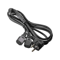 Kabel zasilający Y rozdzielacz Akyga AK-PC-04A CCA 3x0.5mm² CEE 7/7 / 2x IEC C13 1.8 m