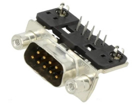 3-338168-2 D-Sub PIN: 9 gniazdo męskie kątowe 45 THT UNC 4-40 0,76um