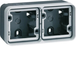 W.1 Adapter natynkowy 2-kr poziomy, 2 wejścia, IP55, szary WNA672