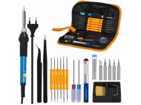 Zestaw narzędzi dla elektroników z lutownicą w etui E6156