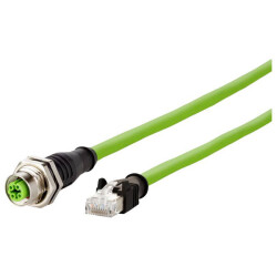 Metz Connect 142M4D25100 M12 to RJ45 CAT 5e S/UTP Ethernet Cable 10m Green PUR