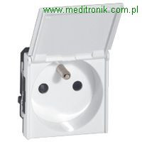 END OF LIFE: Mosaic gniazdo pojedyncze 16A, 2P+Z, z klapką, białe.