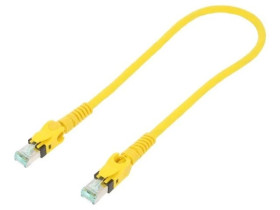 Patch cord S/FTP 6a linka Cu PUR żółty 0,5m 27AWG Żyły: 8 09488485745005