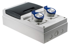 RCD 16A Gniazdo 230 V 2P + E Żeński Scame Niebieski Montaż ścienny IP44