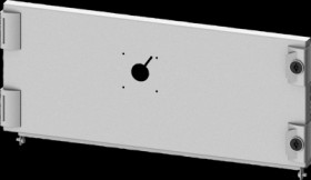 Compartment door, rectangular, sheet steel, (W x H x D) 600 x 250 x 25 mm, light gray, for built-in installation devices, 8PQ202