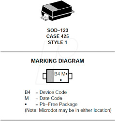 MBR0540T1G Schottky rectifier diode, 40 V, 0.5 A, SOD-123