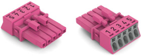 Socket, 5 pole, push-in, 1.5 mm², pink, 890-285