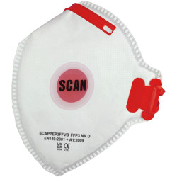 Scan DTC3X-F FFP3 10 Fold Flat Disposable Valved Mask FFP3 Protection Pk10