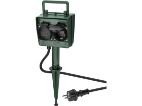 Gniazdo ogrodowe poczwórne do wbicia w ziemię, przedłużacz 2m