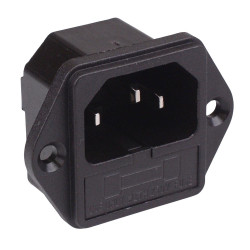 C14 IEC Fused Inlet Socket Chassis Mount 6.3mm Terminals 10A