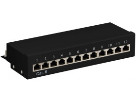 CAT 6 panel krosowy mini/biurkowy, 12 portów