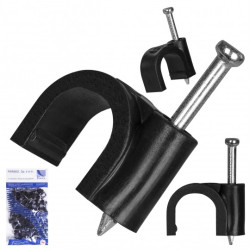 Uchwyty kablowe z gwoździem KLIP / FLOP 10mm czarne do kabli i przewodów okrągłych PAWBOL 100szt