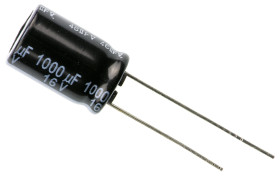 Kondensator 1000μF 16V dc Radialny, Otwór przelotowy Panasonic roztaw: 5mm 10 (Dia.) x 16mm