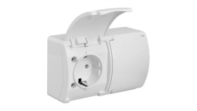 Koala Gniazdo Podwójne Schuko Natynkowe Wodoodporne Ip44 Białe 182-01