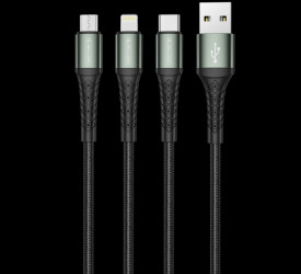 Kabel 3w1 USB-C + micro + iphone 1.2m