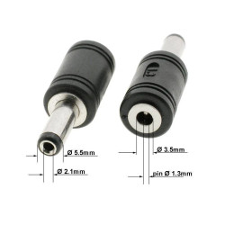 Przejście DC wtyk 2.1 - gniazdo 3.5 z pinem 1.3mm