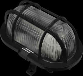 20300023 Ceiling light fixture, with protective cage, oval, black