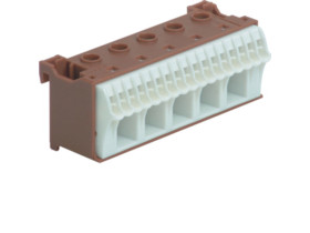 Blok samozacisków fazowy brązowy 5x16+17x4 mm2 szerokość 90mm QuickConnect KN22P HAGER