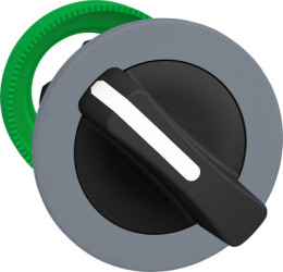 Toggle switch, 2 positions, unlit, groping, waistband round, black, front ring gray, 90°, mounting Ø 30.5 mm, ZB5FD4C0