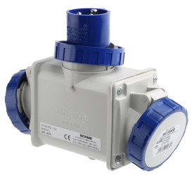 Adapter do przedłużacza sieciowego 16A Wtyczka, gniazdo 240 V 1 x 2P + E, 2 x 2P + E Scame Niebieski IP66
