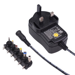1A Variable Voltage 3-12V Plugtop Power Supply 3-Pin UK 12W