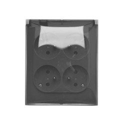 Simon Aquaclick Gniazdo natynkowe, 4-krotne z uziemieniem, klapka transparentna, IP44, 16A 250V ciemnoszary ACGZ4/18A