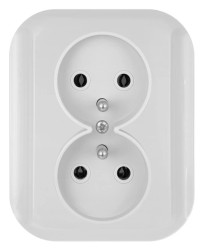 TOPAZ Gniazdo podwójne p/t 2x2p+Z 16A, 250V białe 00060278