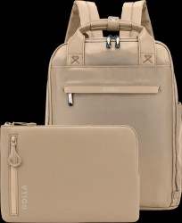 Laptop backpack 15.6 with sleeve 14 as a set in coffee
