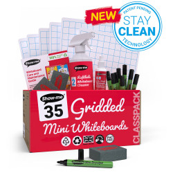 Show-me A4 Gridded Drywipe Boards - Classpack of 35 sets