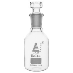 LabGlass Reagent Bottle Narrow Mouth Interchangeable Stopper 60ml,14/23