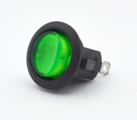 Przełącznik kołyskowy stabilny, okrągły podświetlany 12V, zielony ON-OFF