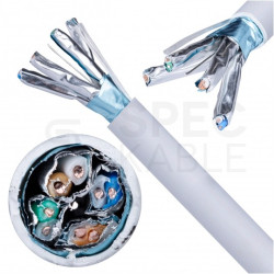 Kabel sieciowy F/FTP kat.6A skrętka 4x2x0,57mm wewnętrzny Dca bezhalogenowy LSOH szary Alantec