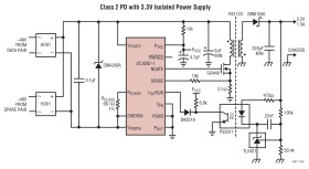 Power over Ethernet IEEE 802.3af PD Interface with Integrated Switching Regulator