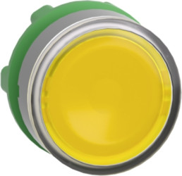 Pushbutton, for universal LED, illuminable, waistband round, yellow, front ring light gray, mounting Ø 22 mm, ZB5AA88C0