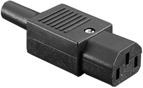 Jack C13, 3 pole, cable assembly, screw connection, black, PX0587
