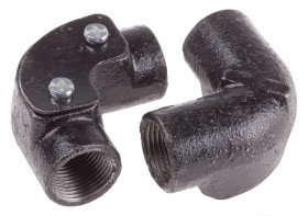 Łącznik do kanałów kablowych RS PRO 20mm Kolanko z wziernikiem inspekcyjnym Stal Czarny