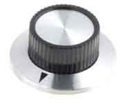 GALKA-114AC Gałka srebrna AL z kreską wskaźnikową na ośkę 6.35 mm 23.8x14.8mm