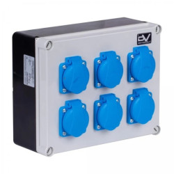 Rozdzielnica budowlana FRED hermetyczna IP54 + 6x gniazdo 2P+Z (230V 16A) DOKTORVOLT DV-0171-F