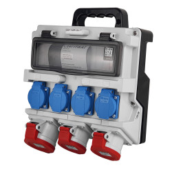 Rozdzielnica budowlana 12 modułowa z uchwytem IP44 4x230V SCHUKO 2x16A 32A Doktorvolt bez zabezpieczeń DV-4919-D