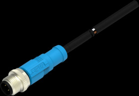 Sensor actuator cable, M12-cable plug, straight to open end, 4 pole, 1.5 m, PVC, black, 4 A, T4151110004-003