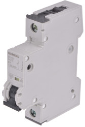 Wyłącznik nadprądowy MCB, Typ C, 1-biegunowy, 1A, 230V, 72V, na szynę DIN, Siemens, 5SY6
