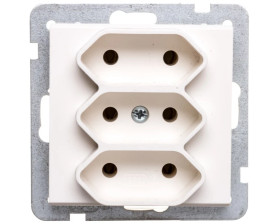 SONATA Gniazdo potrójne b/u 2,5A EURO ecru GP-3R/m/27