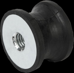 Rubber/metal bumpers with 2 inner threads, tapered, D 15, D1 12, H 15 mm, G M4, T 4.0 mm, K0570.01501557