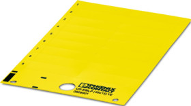 PVC device marker, (L x W) 14.9 x 48.7 mm, yellow, carrier card with 18 pcs, 0828901